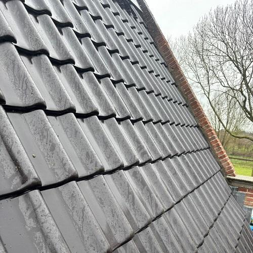 Reinigen gevel en dakpannen woning Westwoud Maart 2026