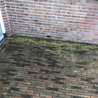 Terrasreining en voegen straatwerk voortuin particulier Alkmaar Augustus 2020